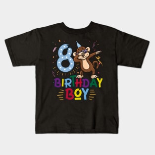 Funny Birthday Gift 8 year old Boy Dabbing Monkey T-Shirt Kids T-Shirt